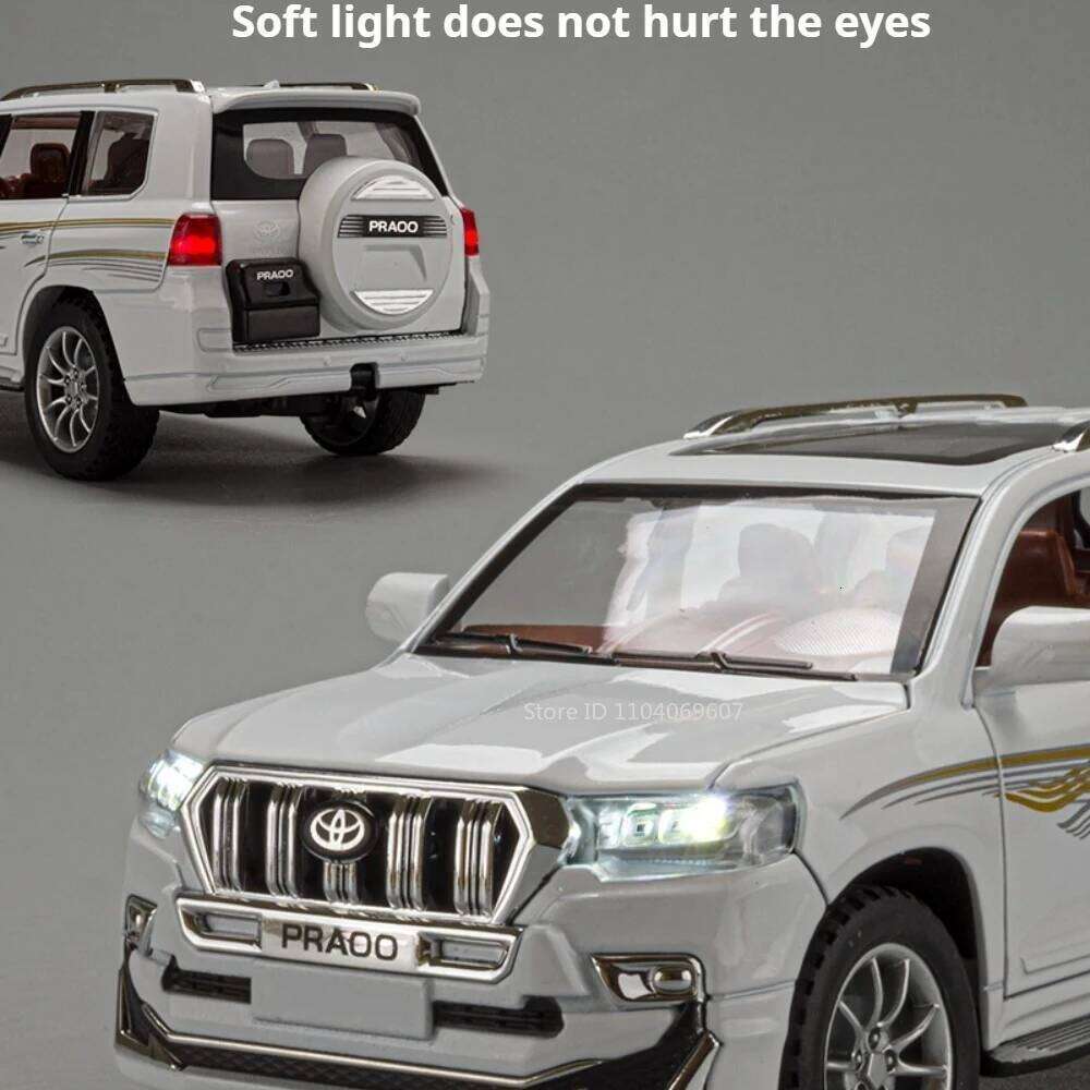 1:24 Scale Prado RAV4 Alloy Diecast Model Toys Miniature Car with Sound Light Pull Back Doors Opened Vehices Children's Day Gift Z260307
