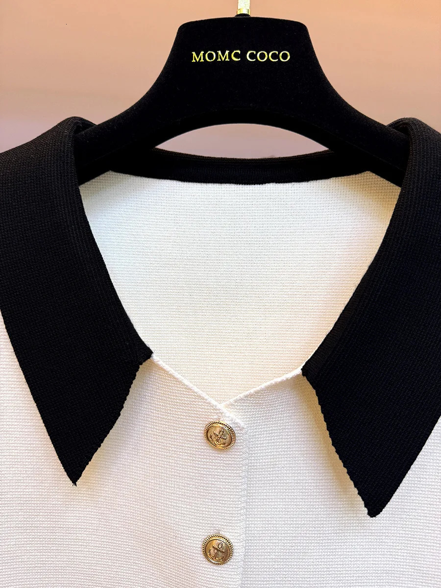 Women French Color Block Sleeveless Vest VNeck Knit Tank Top Lapel Collar Elegant Preppy Cropped Waistcoat Casual 260306