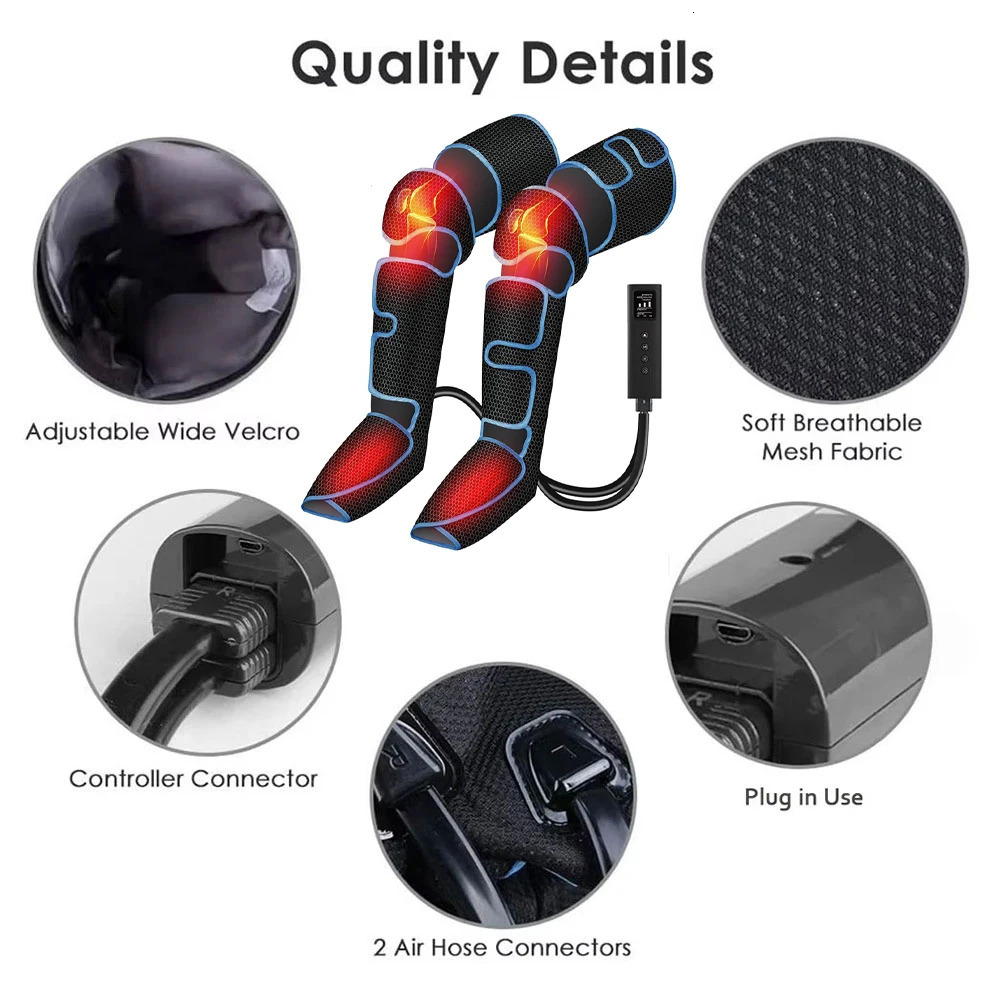 Leg Muscle Relaxer 6 modes Air Compression Recovery Boot Lymph Release Relieve Foot Fatigue Heating Leg Massager for Athletes 260304