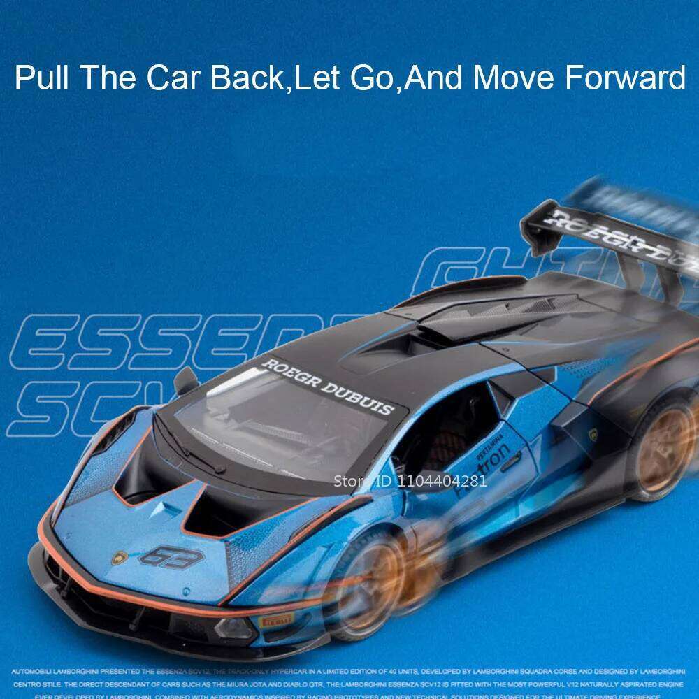 1:24 Lambor SCV12 SVJ63 Alloy Sports Car Model Toys Doors Opened Sound Light Pull Back Miniature Models Children's Holiday Gifts Z260306