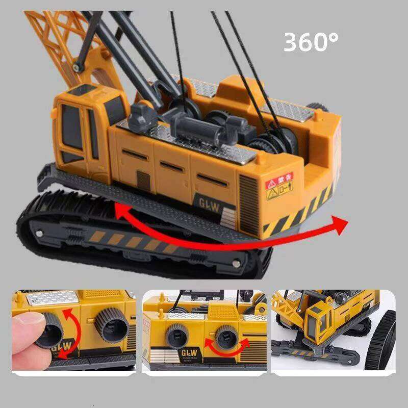 Engineering Diecast Crane Bulldozer Excavator Vehicle Construction Alloy+Plastic Tractor Inertial Model Toys for Children Boys Z260307