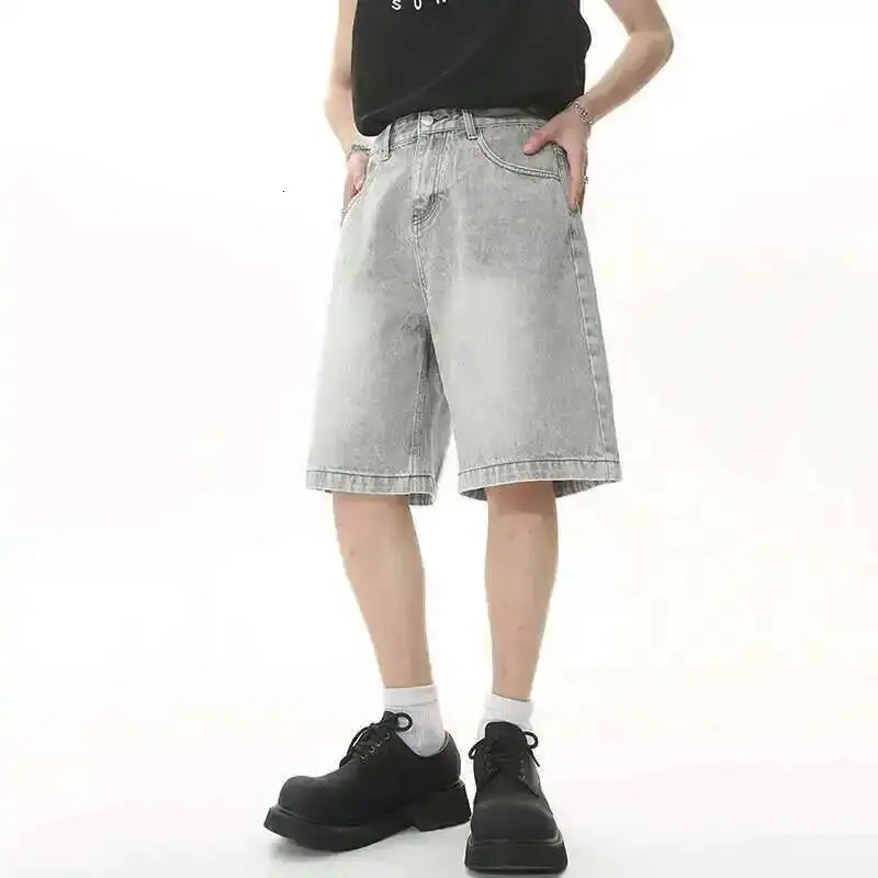 IEFB Summer Mens Casual Jeans Shorts Loose Mid High Waist Fashion Knee Lenght Denim Short Pants Vintage Male Korean 9A8588 260306
