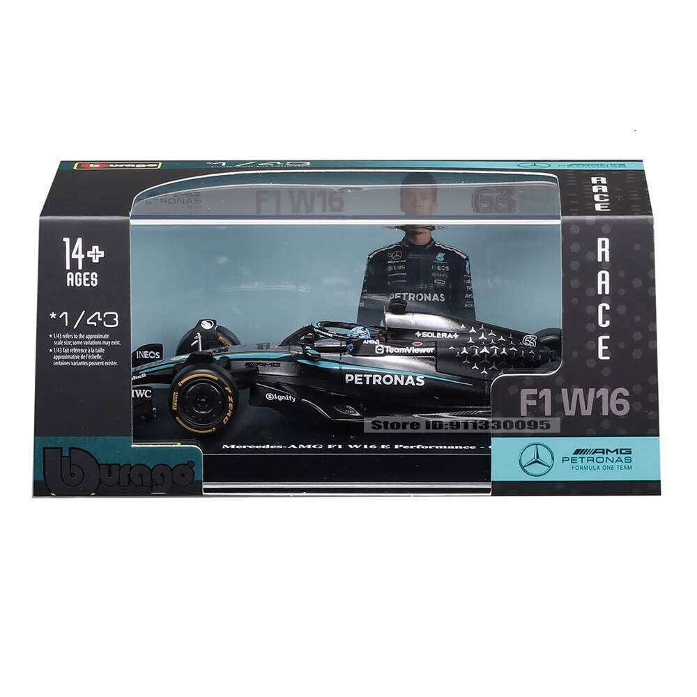Bburago 1:43 F1 2025 Mercedes-AMG W16 63#George Russell 12#Andrea Kimi Antonelli Alloy Car Die Cast Model Toy with acrylic box Z260307