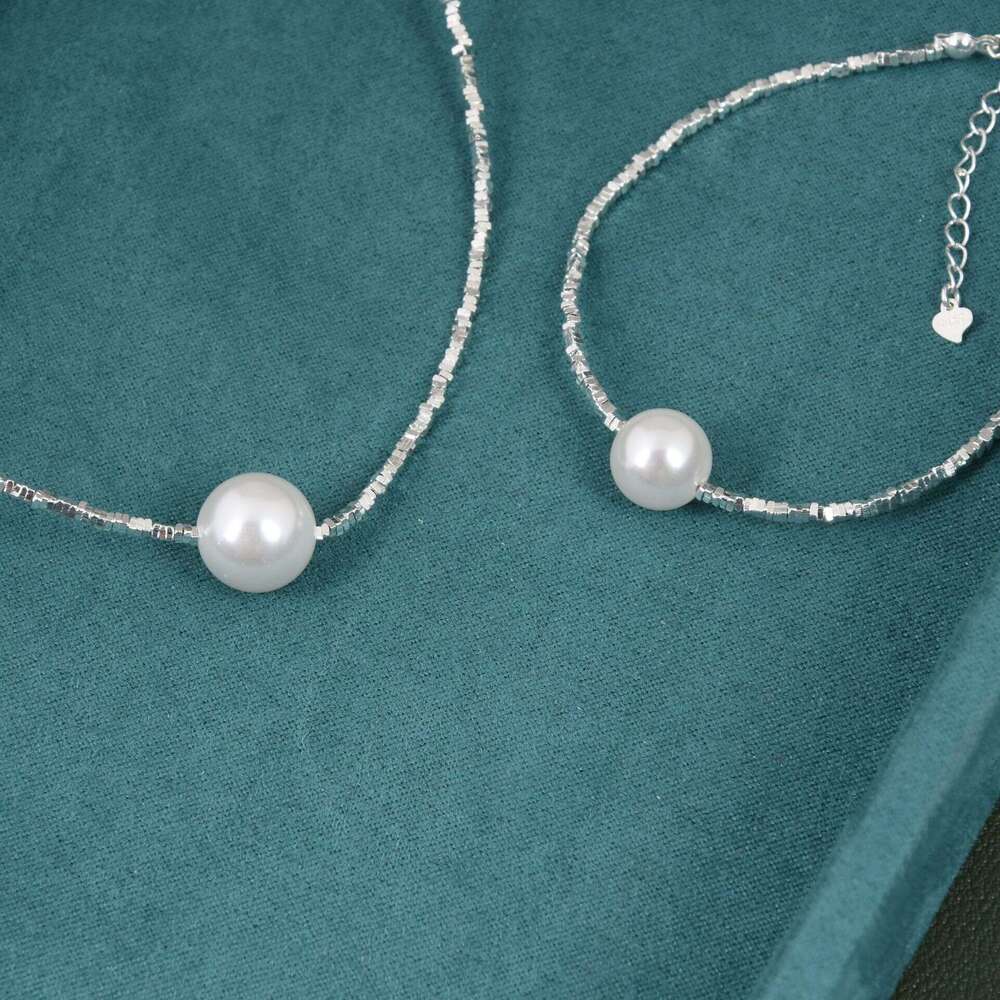 Carefully Selected Valentine's Day Special French-style Silver Pearl Bracelet and Necklace Set S925 Women's Chain, Popular on Xiaohongshu