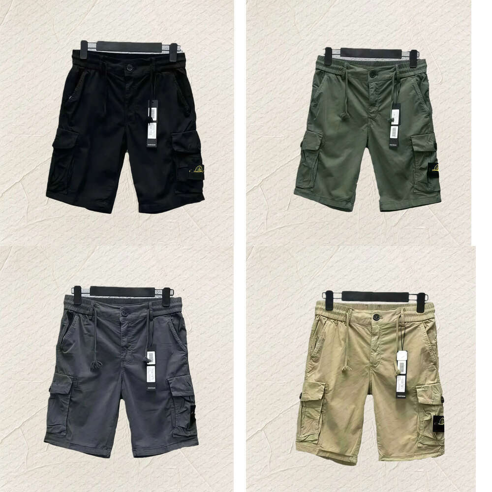 Summer men's Fashion cargo large pocket stone loose casual outdoor label compass logo quarter pants High quality comfortable fashionable versatile shorts
