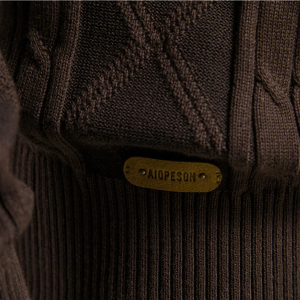 AIOPESON Cotton Argyle Cardigan Men Casual Single Breasted Solid Color Business Mens Cardigans Winter Fashion Sweater Man 260306