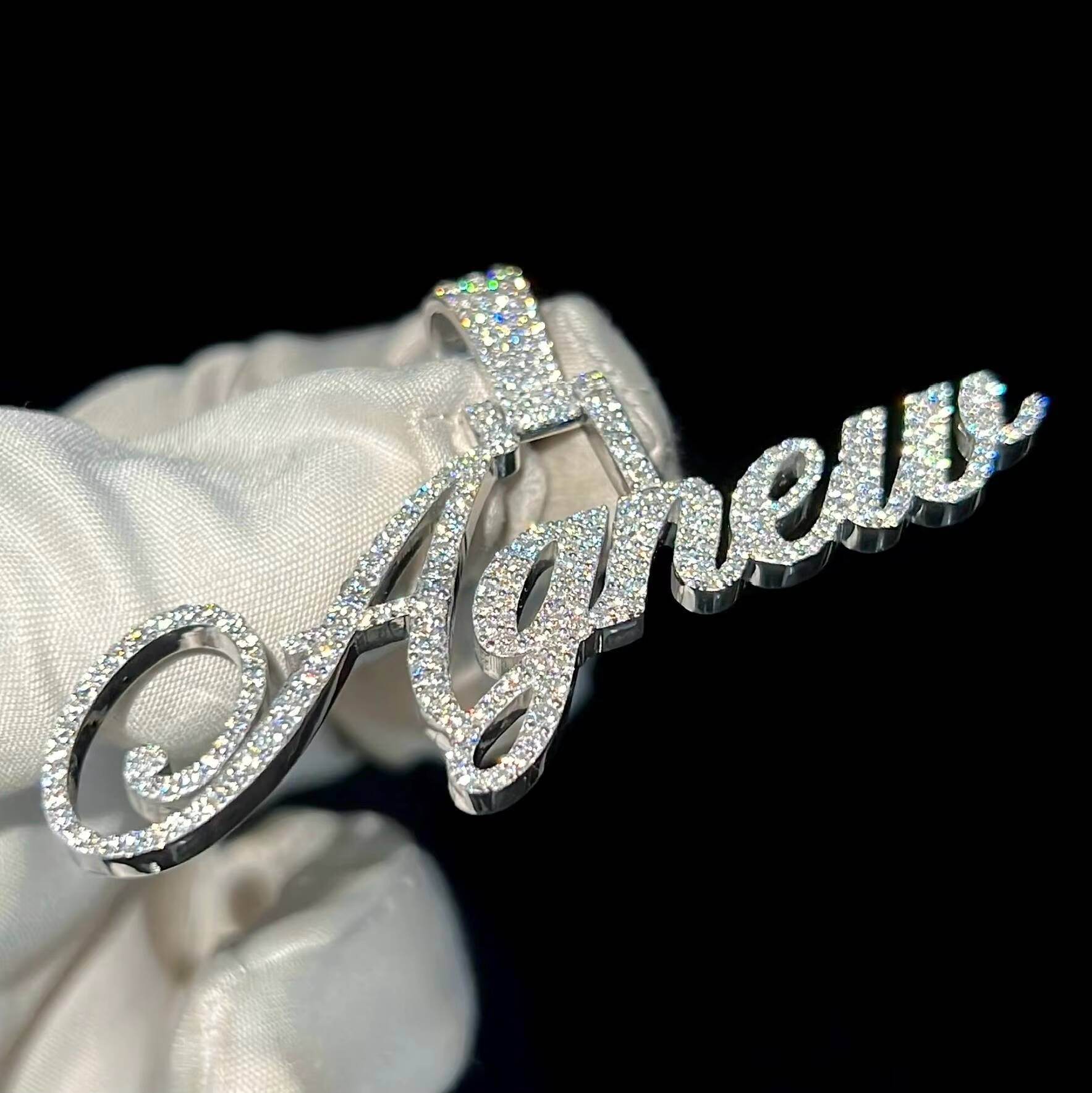 Mens Iced Out VVS Moissanite Diamond Letter Pendant Custom Font Name Moissanite Hip Hop Unisex Charm Necklace for Birthday Gift