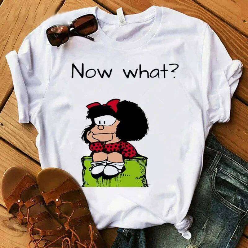 PAZ Mafalda or QUIERO Cafe Printed Women New Harajuku Female T-shirts Clothing Camisas Mujer Girls Top Tee XJ260306 XJ260306