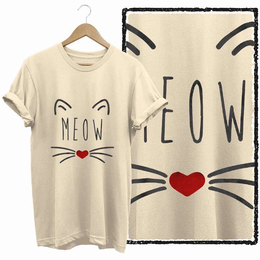 COOLMIND 100% BEIGE print exclusive graphic T shirt big size loose cotton lover women tshirt LOVELY cat tee XJ260306 XJ260306