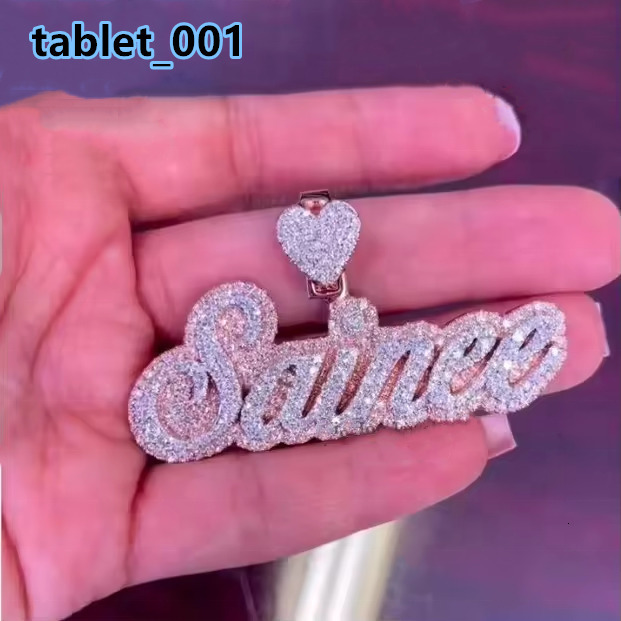 Rapper Jewelry Mens 925 Sterling Silver Moissanite Diamond Pendant Rose Gold Two Tones Heart Clasp Custom Name Letter Pendant