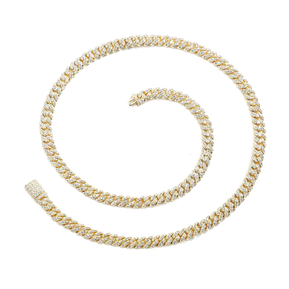 6mm Hip Hop Full Diamond Thin Cuban Link Necklace Bracelet With Box Clasp Set For Men Women Iced Out Cubic Zirconia Cz Stone Rapper Party Rap Jewelry 
