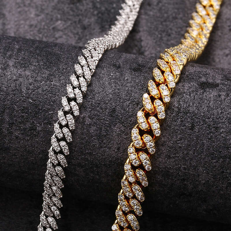 European and American jewelry necklaces are hot-selling, featuring 6mm micro-inlaid zirconia, hip-hop chains, high-quality full-diamond trendy Cuban c