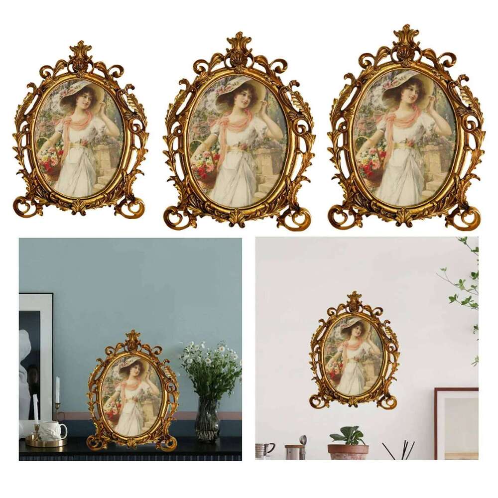 Oval Frame Picture Display Collecting Home Decor Fine Workmanship Desktop Ornament for Desk Bedroom Patio Office Cabinet H260306