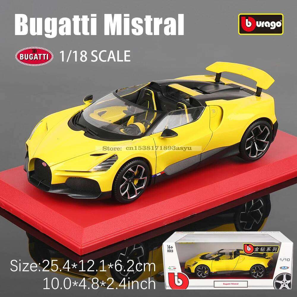 Bburago 1:18 Bugatti Mistra Bolide Divo genuine die-casting simulation alloy car model handicraft decoration collection toy Z260306