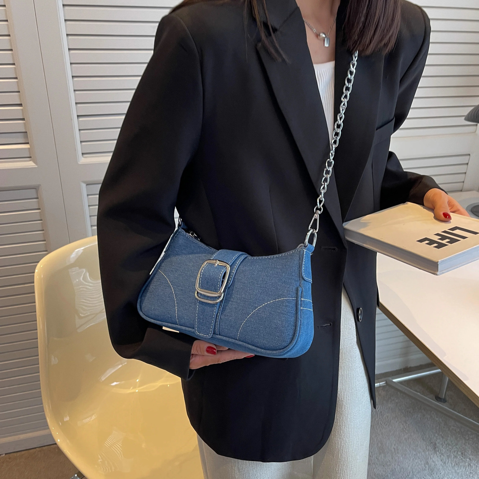 Small Jeans Bag Womens Cross-Shoulder Bag Shoulder Canvas Bag 260306