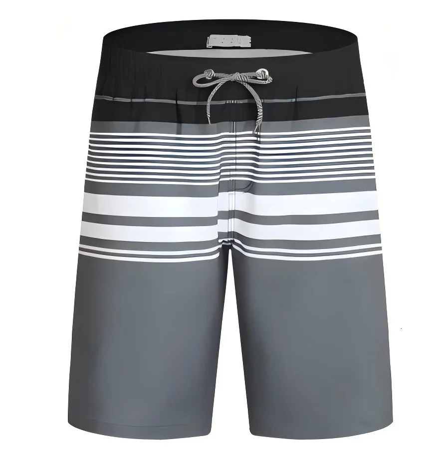 Summer Vacation Mens stripe Print Drawstring Waist Board Shorts Fashion Swim Trunks 3D Print Breathable Short Streetwear 260304