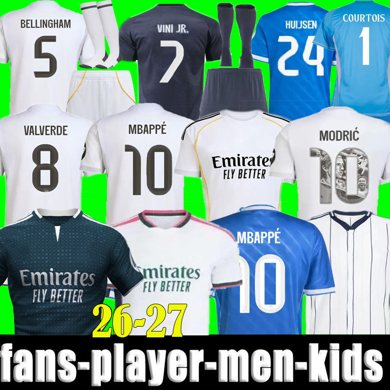 2026 VINI JR MBAPPE Soccer Jerseys Real MODRIC Madrids Football Shirt Men Kids Kits 25 26 27 125th Anniversary BELLINGHAM VALVERDE TRENT HUIJSEN ARDA GULER HUIJSEN