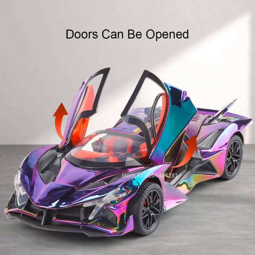 1:24 Apollo EVO Lambor Revuelto Alloy Diecast Sports Car Model Toy Doors Opened Sound Light Pull Back Cars Perfect Birthday Gift Z260307