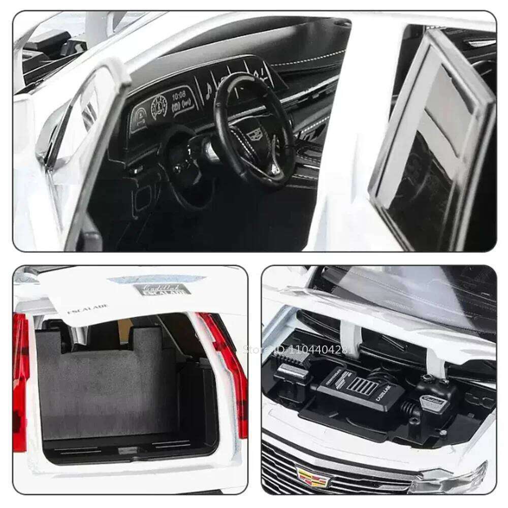 1:24 Escalade Alloy Toys Miniature Model Diecast Metal Car 6 Doors Opened with Sound Light Pull Back Vehices Boy Christmas Gifts Z260306