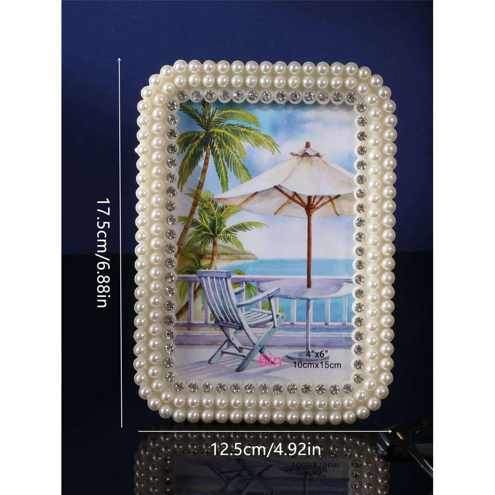 1Pcs European style pearl diamond vintage photo frame, frame used for home, restaurant, hotel, and Christmas decoration H260306