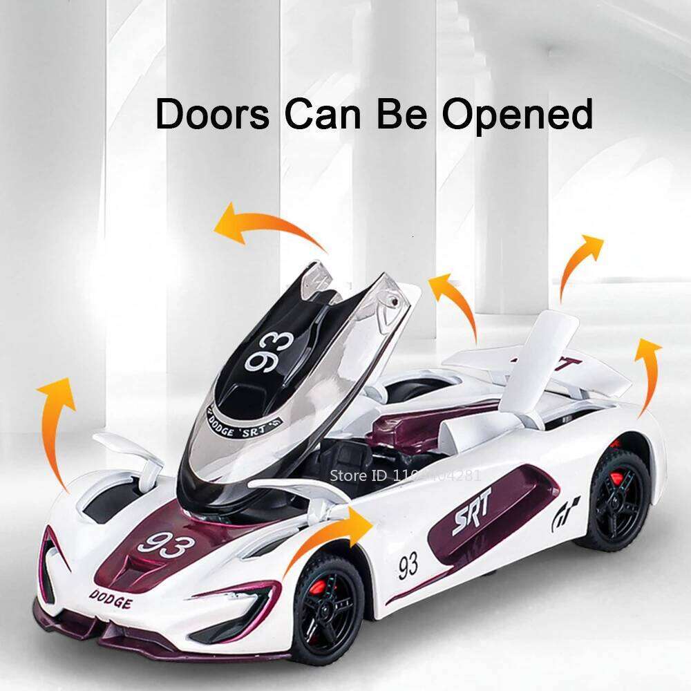 1:32 SRT Tomahawk XVGT Alloy Hellcat Diecast Model Toy Car Sound Light Pull Back Doors Opened Sports Cars Collect Ornaments Gift Z260306