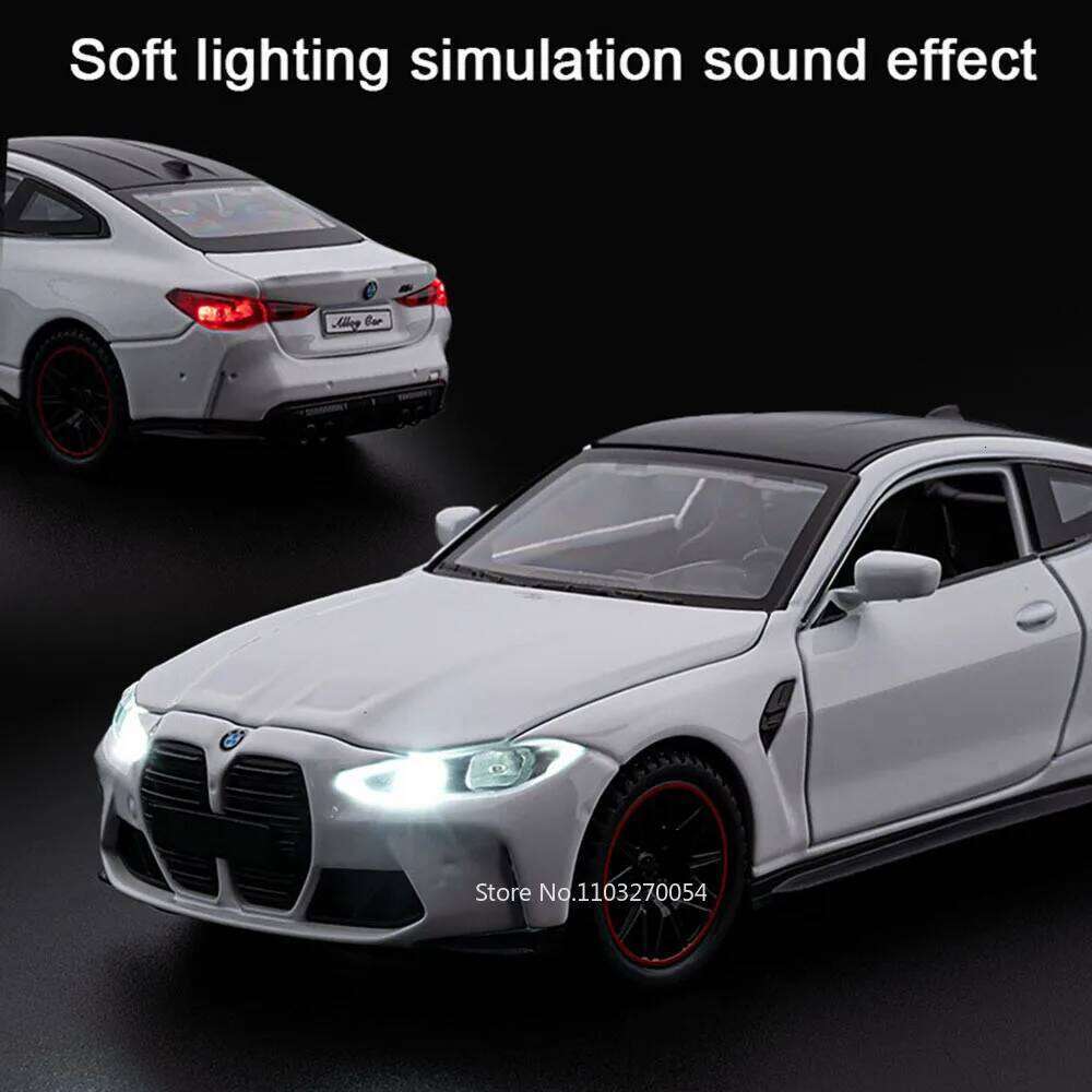 1:32 M4 Diecast Alloy Car Toys GTR Model with Sound Light Pull Back Miniature Models Doors Opened Exquisite Vehices Gift for Boy Z260306