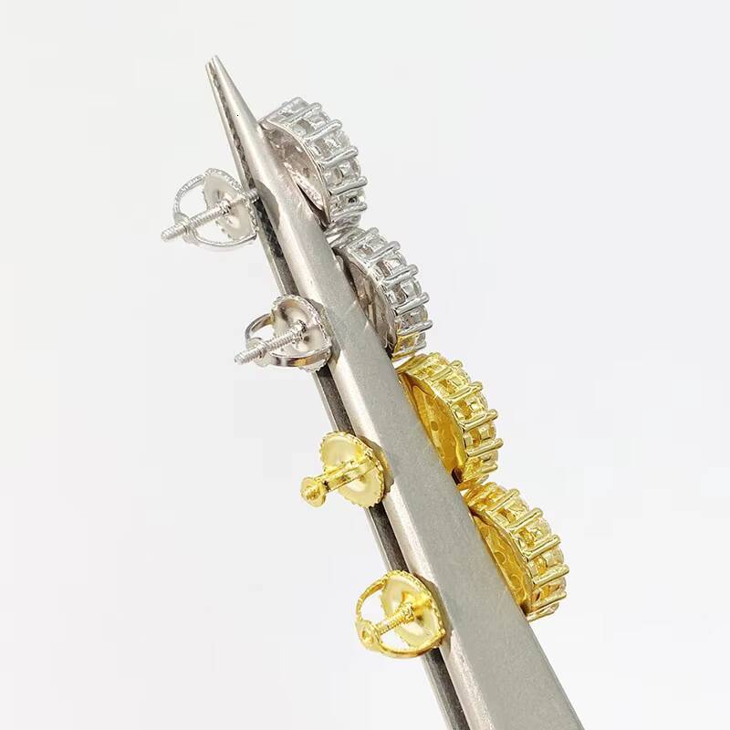 Best Selling Instock Hip Hop 925 Silver Iced Out Jewelry Ear Studs Vvs Moissanite Diamond Men Stud Earrings