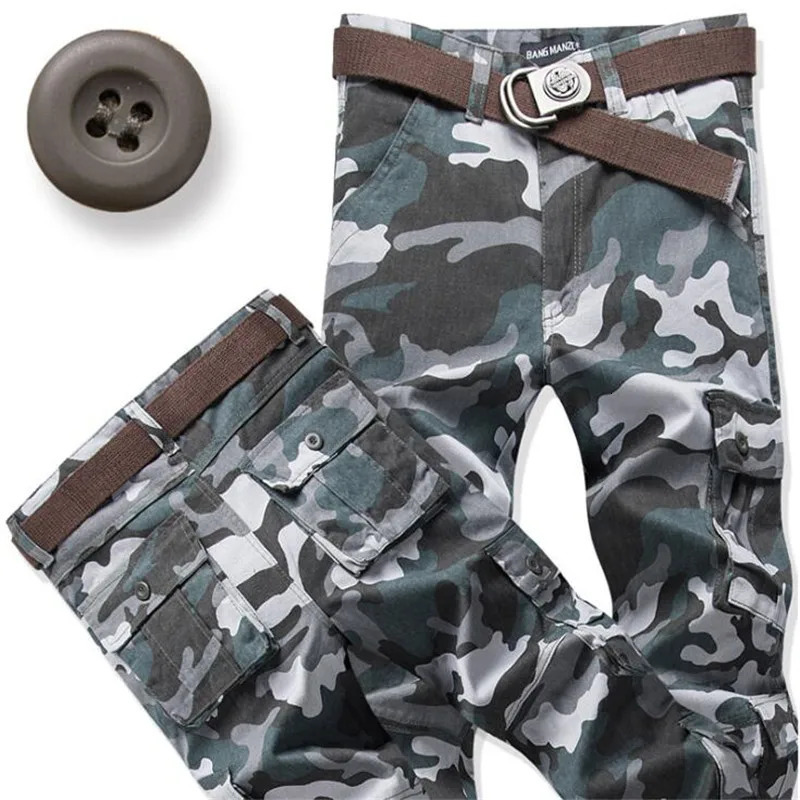 Cargo Pants Men Spring Autumn Cotton Tactical Pants Multi-pockets Washing Loose Long Trousers Man Casual Pants Clothing 260305