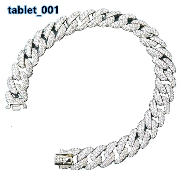 Fashion Hip Hop Iced Out Moissanite Fine Jewelry Women Bracelets Bangles 925 Sterling Silver Cuban Link Chain