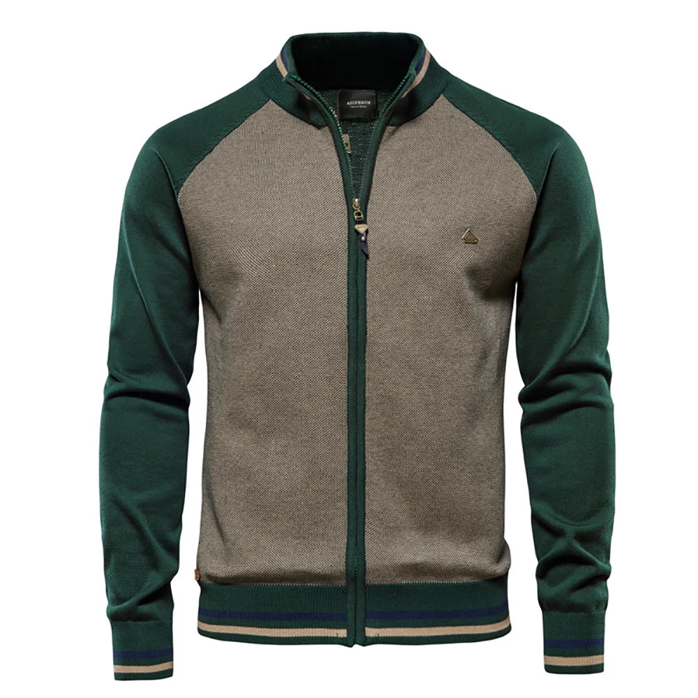 AIOPESON Spliced Cardigan Men Streetwear Casual High Quality Cotton Sweater Men Winter Fashion Cardigans for Men 260306