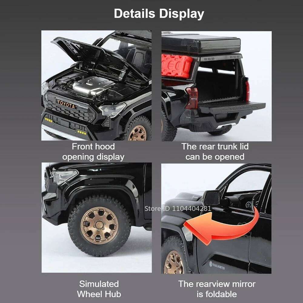 1:24 Tacoma Prado LC250 Diecast Alloy Models Toys Cars Doors Opened with Sound Light Pull Back Miniature Vehices Home Decoration Z260306