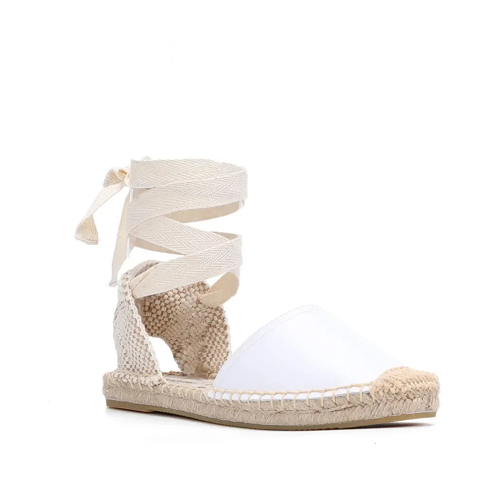 Espadrilles Sandals Shoes Fashionable Genuine Leather T-Strap Platform Womens Sandals Womens Casual Lace-up 260306