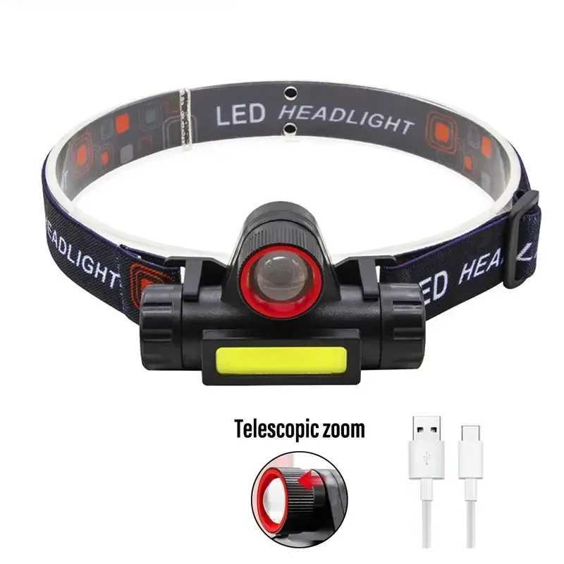 COB LED Headlamp Torch Rechargeable Headwear Flashlight Outdoor Waterproof Camping Fishing Mining Lantern Headlight With Magnet H260307