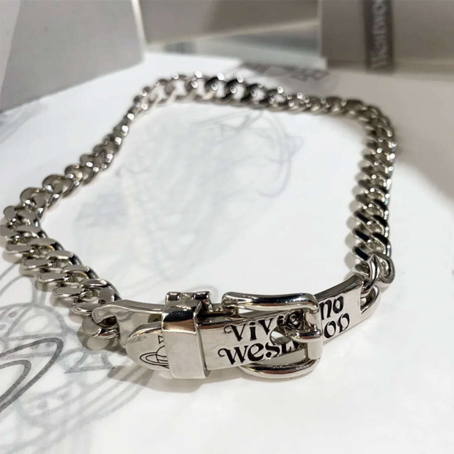 High-Quality Empress Saturn Belt Buckle Cuban Chain Choker Unisex Personality Thick Necklace Jewelry