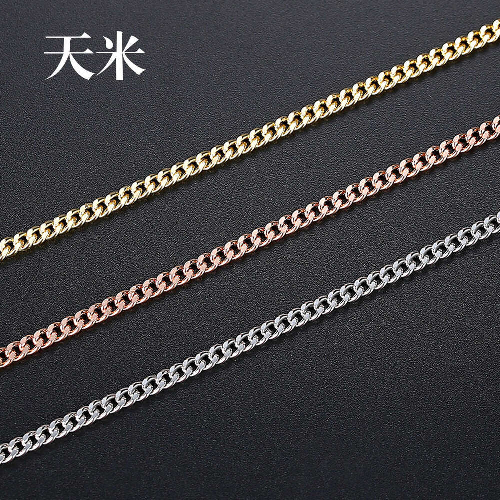 Tianmi Necklace, High-Quality Gold-Plated Copper Cuban Chain Necklace for Men, Hip-Hop Style, Export Product