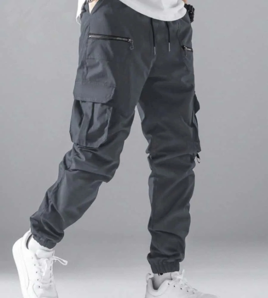 Zipper Men Flap Pocket Side Drawstring Waist Mens Cargo Pants Men Baggy Khaki Trousers Men Thin Cargo Pants Back To School 260305