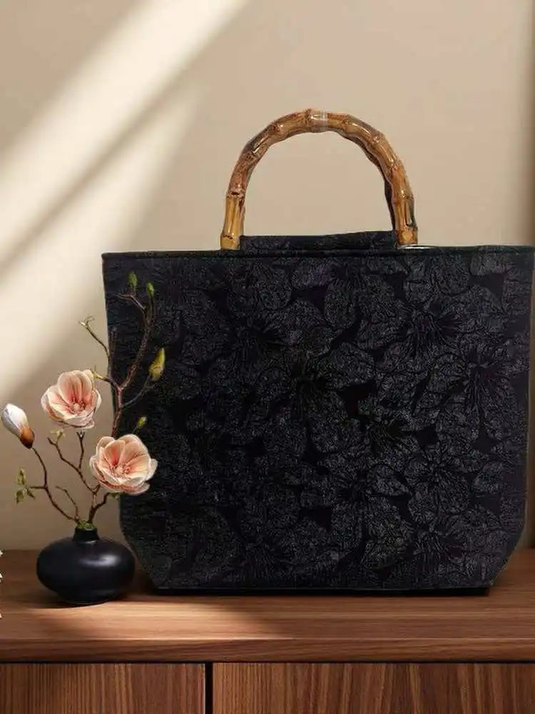 Chinese Sle National Trend Handbag Embroidered Bamboo Node Retro Large Capaci Hanfu Tote Bag 260307