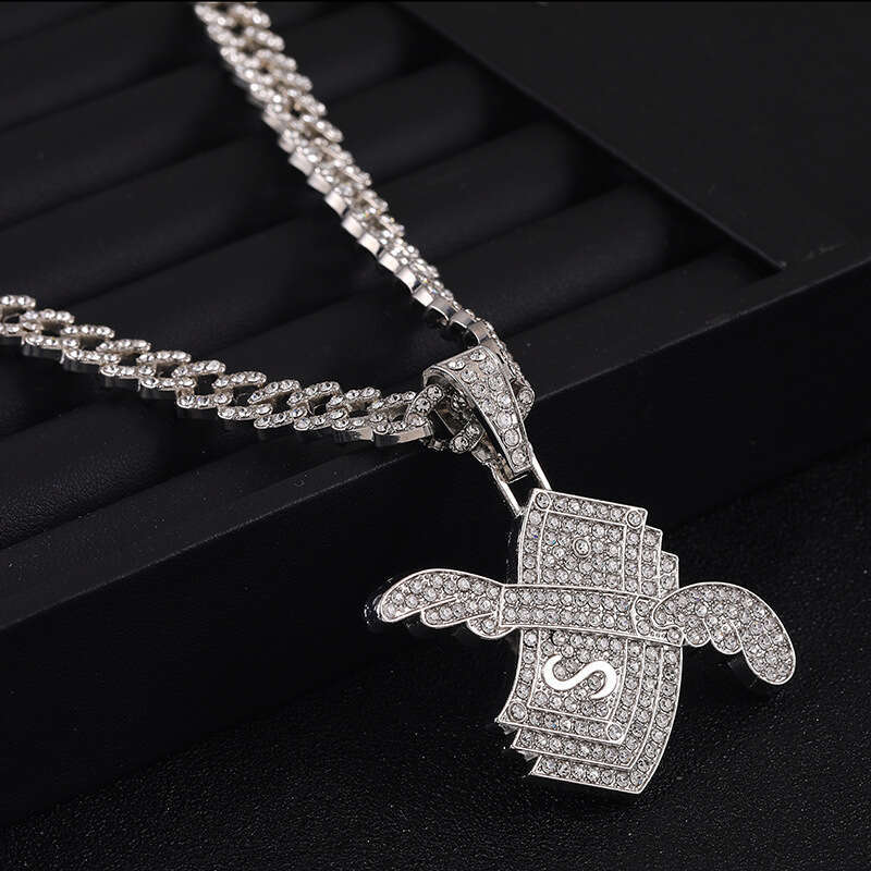 Gold HIPHOP Dollar Wings Cuban High-Quality Electroplated Color-Retaining Hip-Hop Pendant Men's Necklace