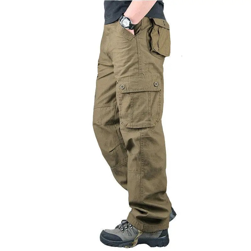 Mens Tactical Cargo Pants Work Overalls Outdoor Sports Hiking Hunting Trousers Cotton Heavy Durable Camouflage Trousers 260305