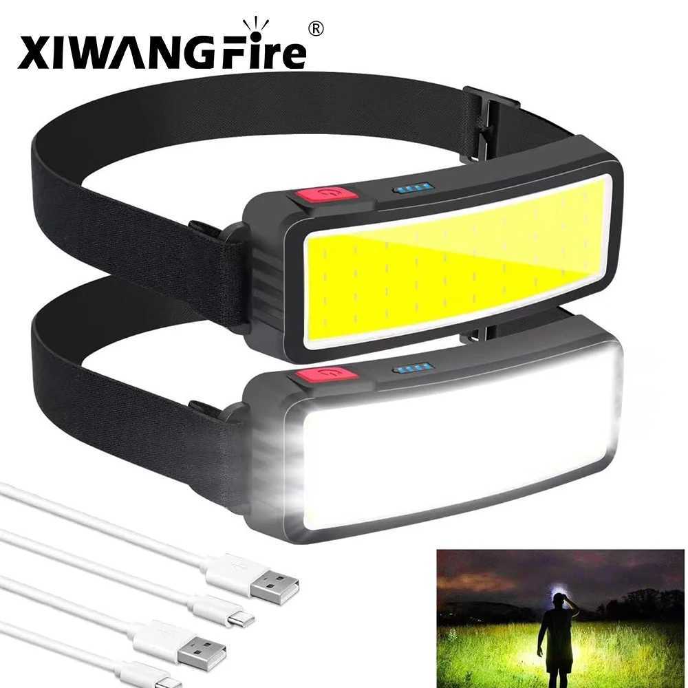 COB 180 Floodlight LED Headlamp FlashlightFlashlight 3 Modes Built-in USB Rechargeable Battery Head Lamp Hiking Camping Lamp H260307