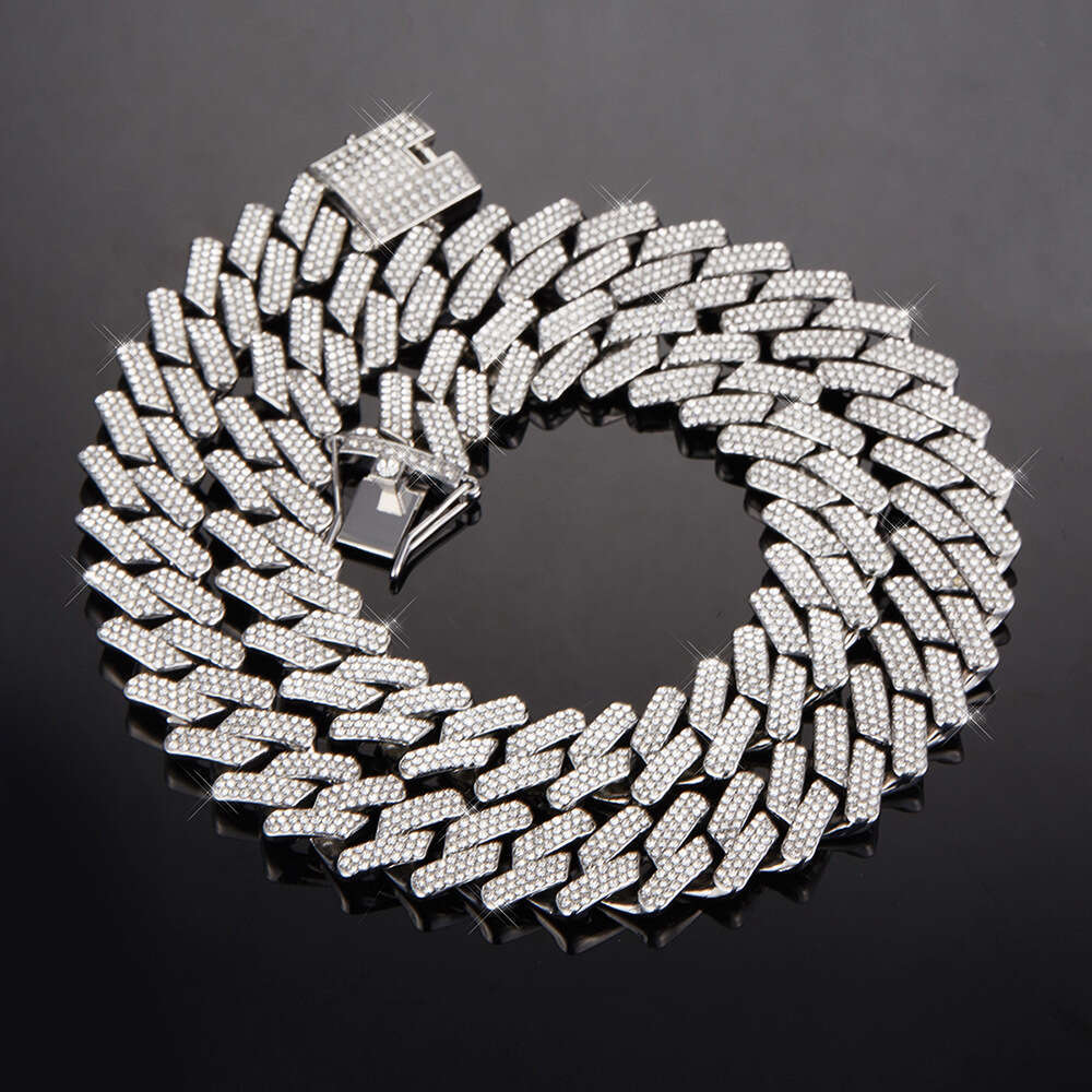 Cross-border bestseller: Three-row diamond Cuban high-quality, unique and creative, bold full-diamond hip-hop necklace, exclusively for cross-border s