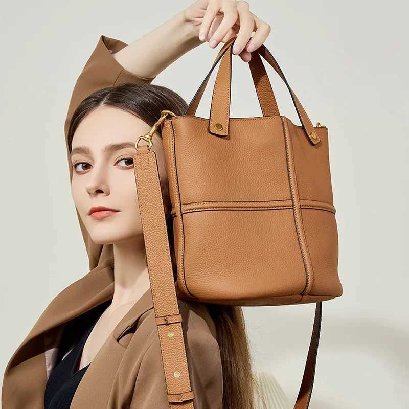 Women Bucket shoulder bag design Cowhide ladies handbags and purses genuine leather Tote Bags female messenger Bag Bolsas H260306