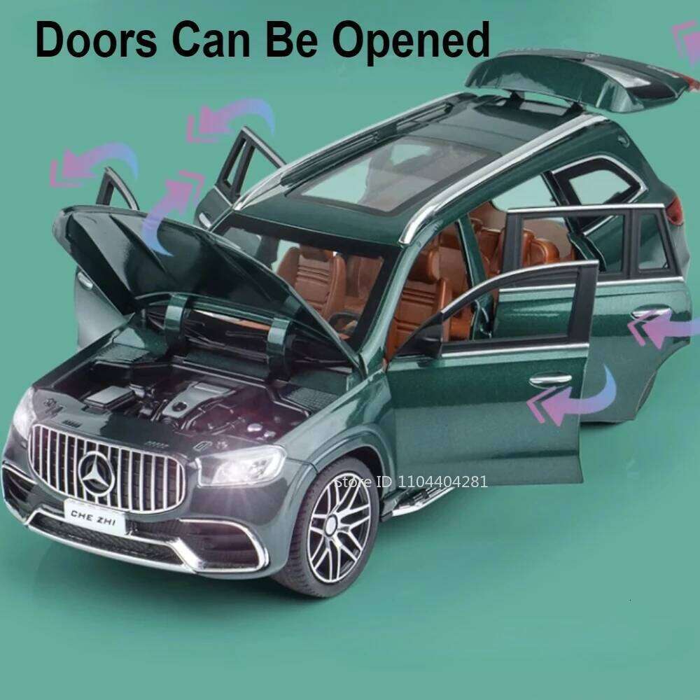 1:24 GLS63 GLE350 Model Alloy Diecast Toys Car 6 Doors Opened Sound Light Pull Back Miniature Vehices for Boys Birthday Presents Z260307