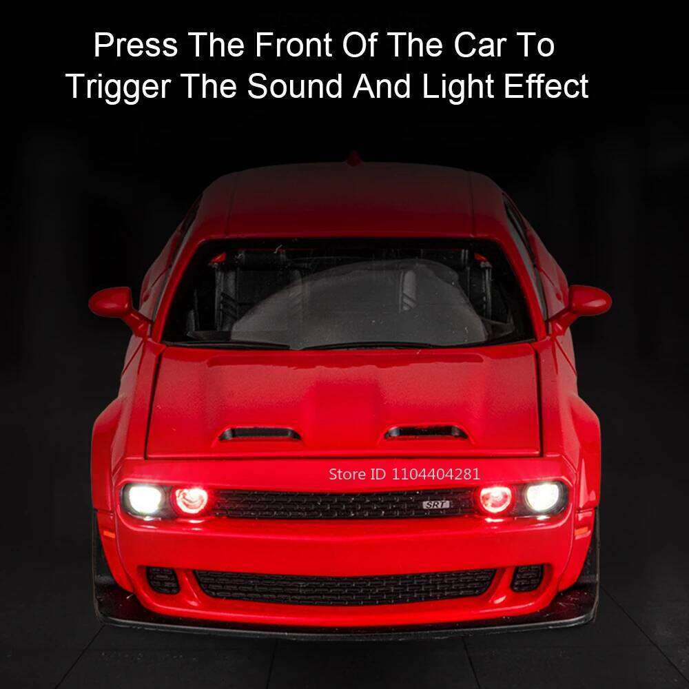 1:32 Challenger SRT Police Cars Alloy Models Toys Diecast Metal Body Doors Opened Sound Light Pull Back Vehices Birthday Present Z260306