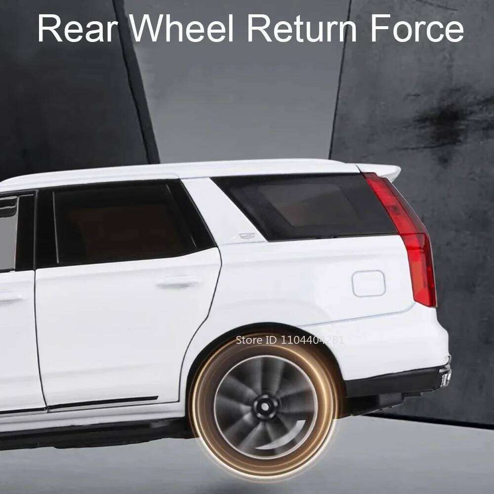 1:24 Escalade Alloy Toys Miniature Model Diecast Metal Car 6 Doors Opened with Sound Light Pull Back Vehices Boy Christmas Gifts Z260306