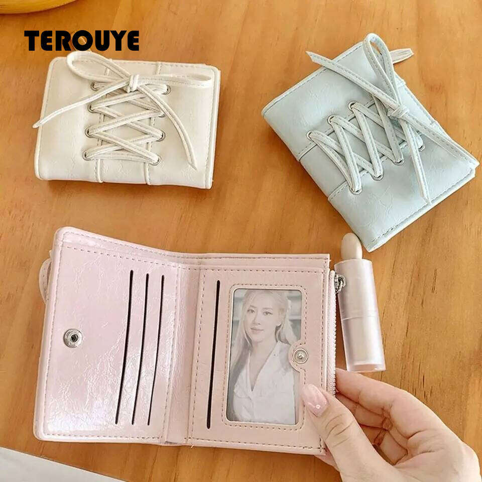 Portable Korean Style Bow Wallet Purse Ultra Thin Card Bag Multi Slot Zipper Coin Pouch Women TEROUYE