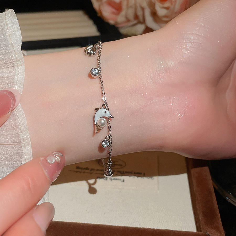 Exquisite Star-Moon Romantic Pearl Heart-Shaped Stone Bracelet for Girls, Ins-style Niche Personalized Design, Friendship Jewelry