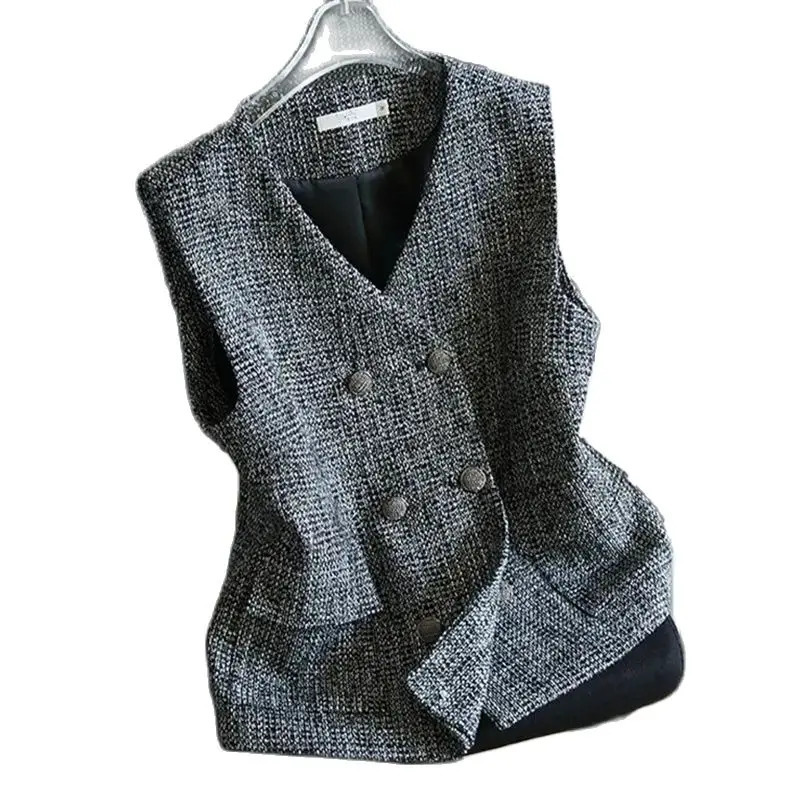 Womens Suit Vest Coat Spring Autumn Simplicity Retro Ladies Jacket Temperament Sleeveless Appear Thin Lady Waistcoat 260306