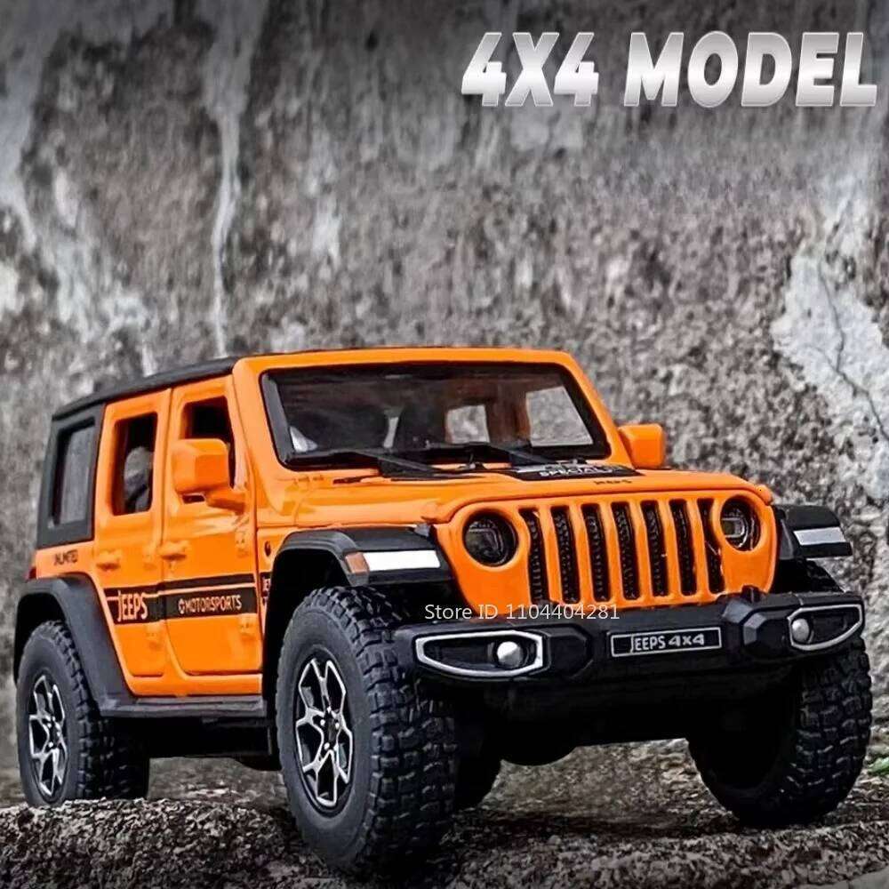 1:32 Wrangler Rubicon Model Toy Alloy Diecast Car Doors Opened Sound Light Pull Back Miniature Off-road Vehicle Kid Holiday Gift Z260306