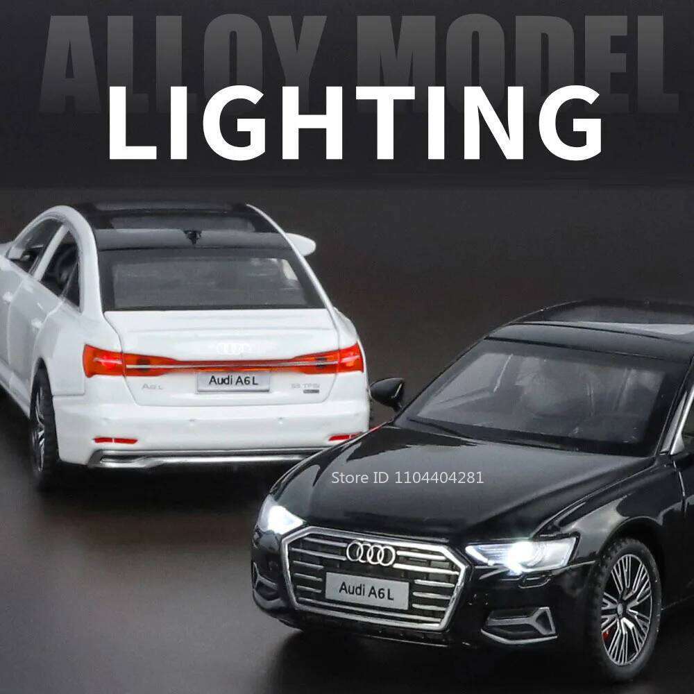1:32 A6L S400L Alloy Model Toys Diecast Car Front Wheel Steering Doors Opened Sound Light Pull Back Vehice Home Decoration Gift Z260306